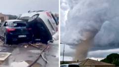 Moment tornado tears through southern France