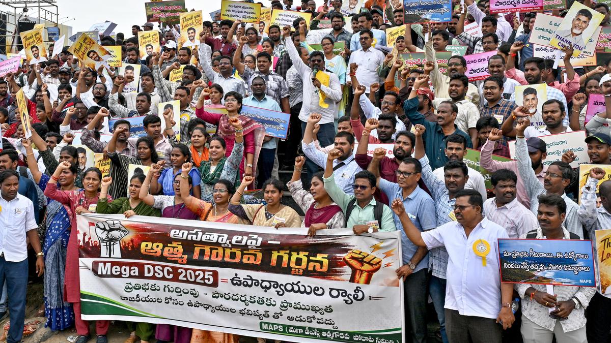 Mega DSC-selected teachers stage ‘Atma Gaurava Garjana’ in Visakhapatnam