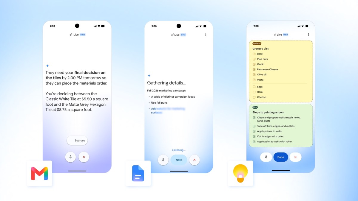 Google launches AI voice features in Gmail, Docs, and Keep